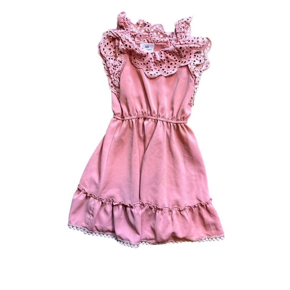 Girls Pink Summer Lace Sleeve Dress